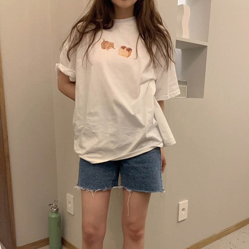 Cat Loaf Print Short Sleeve T-shirt