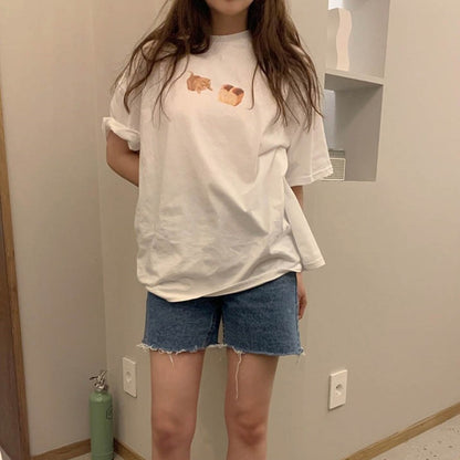 Cat Loaf Print Short Sleeve T-shirt