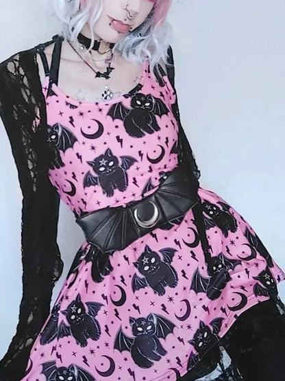 Pink Cat Bat Sling Dress