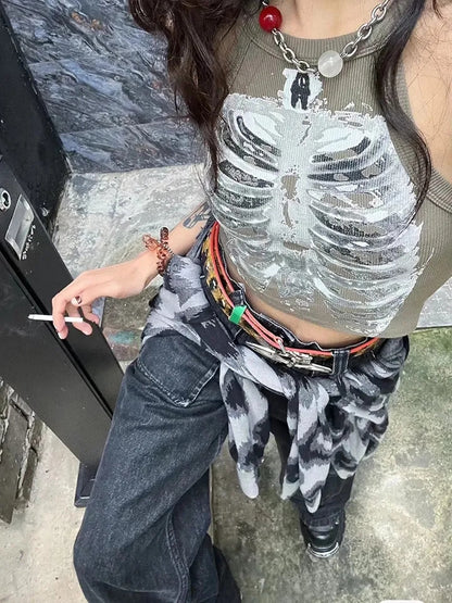 X Ray Rib Print Tank Top