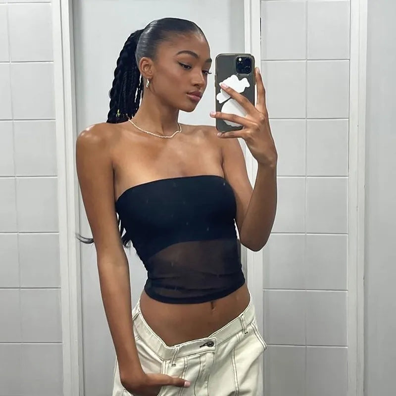 Black Mesh Tube Top