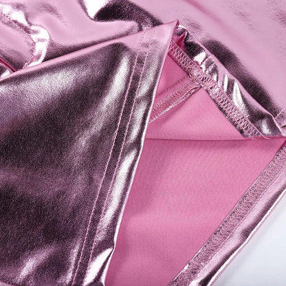 Pink Metalic Pocket Mini Skirt