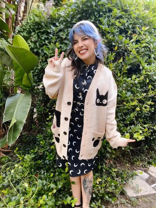Cat Graphic Print Sweater