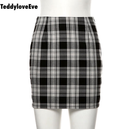 Cute Vintage Plaid Checkered High Waisted Mini Skirt E-Girl Kawaii Korean Japanese Harajuku Chinese Retro Streetwear Aesthetic
