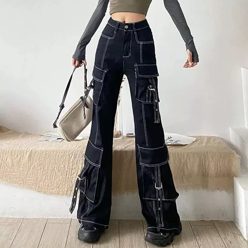 Black Cargo Denim Pants