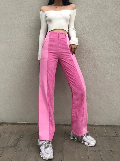 Green Corduroy High Waist Pants