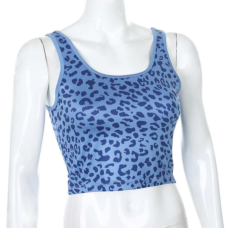 Cute Leopard Print 90s Goth Tank Crop Top Camisole Shirt Tee T-shirt E-Girl Kawaii Korean Japanese Harajuku Chinese Retro Streetwear Aesthetic
