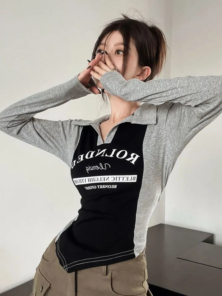 Y2K Collar Long Sleeve Shirt