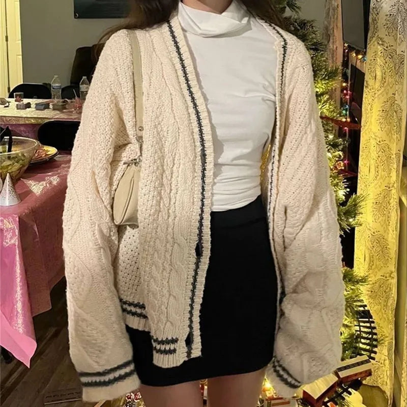 Preppy Star Print V Neck Sweater