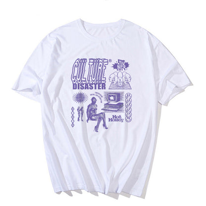 Retro Vintage Graffiti Print Short Sleeve Shirt T-shirt Top Hiphop Goth Punk Summer Casual E-Girl Kawaii Korean Japanese Harajuku Streetwear