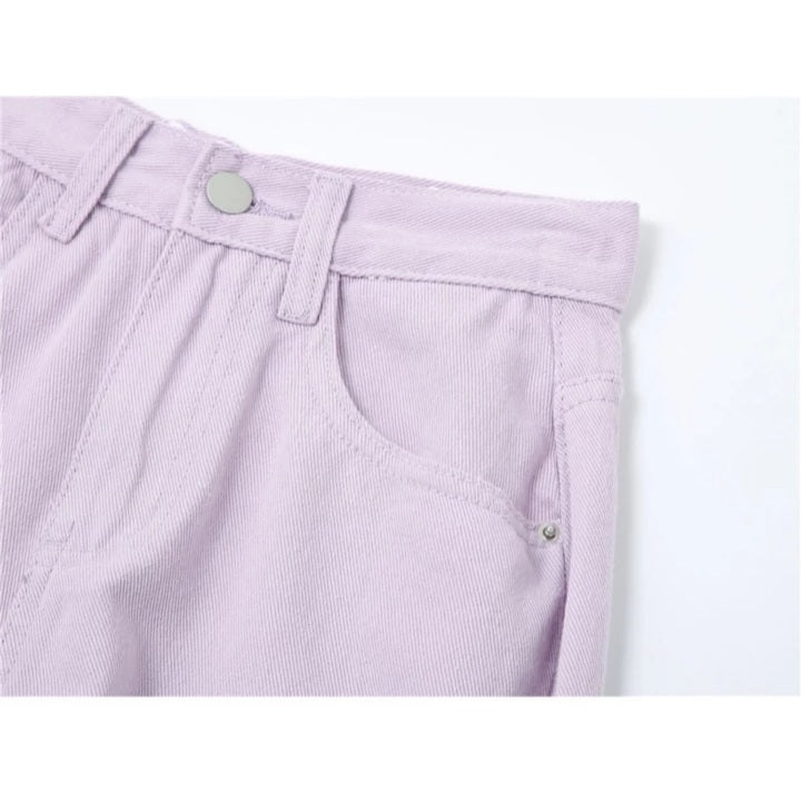 Cute Vintage Purple Baggy Loose Straight High Waisted Pants Wide Leg Denim Trousers Aesthetic Casual Summer E-Girl Kawaii Korean Japanese Harajuku