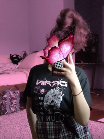 Cute Japanese Girl Punk Goth Print Graphic Casual Short Sleeve Shirt Tee T-shirt E-Girl Kawaii Korean Japanese Harajuku Retro Streetwear Aesthetic