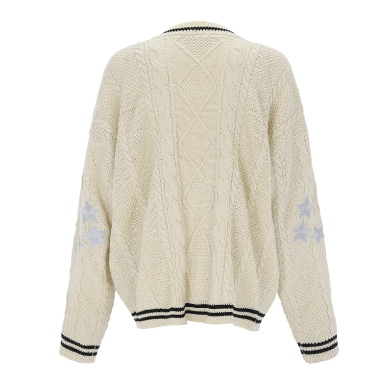 Preppy Star Print V Neck Sweater