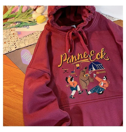 Cute Vintage Retro Camping Print Oversize Loose Hoodie Sweater Sweatshirt Pullover Jumper Casual E-Girl Kawaii Korean Japanese Harajuku Streetwear