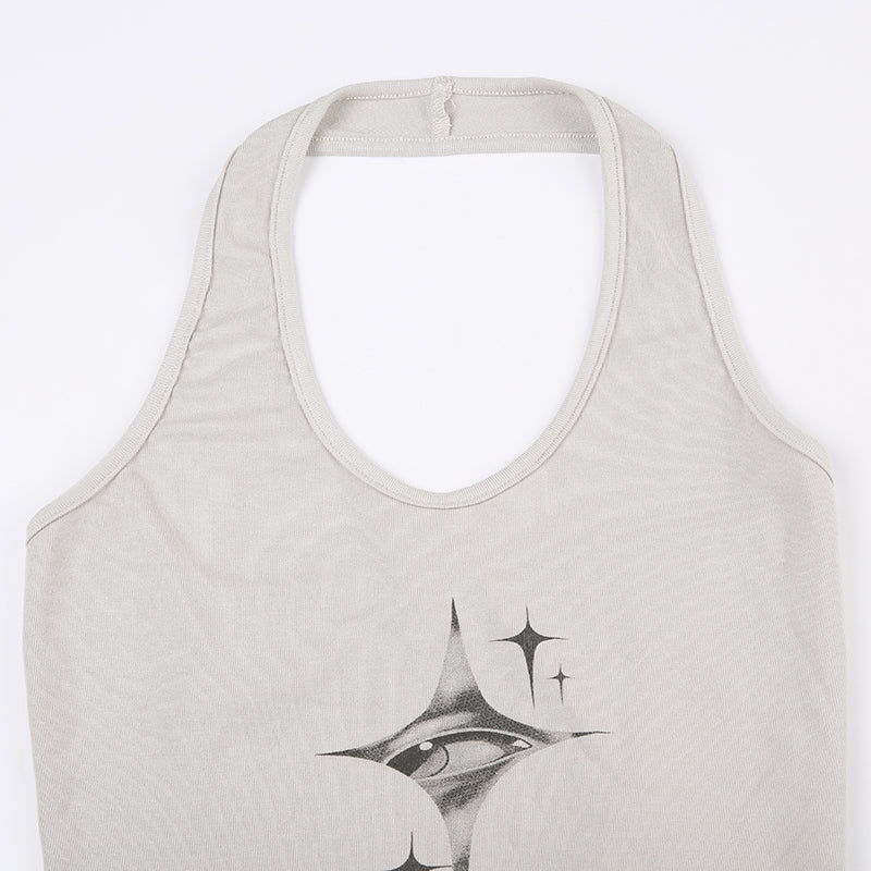 Eye Star Print Halter Top