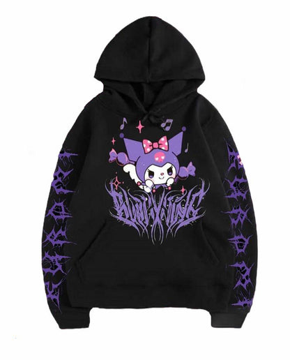 Japanese Anime Print Long Sleeve Hoodie
