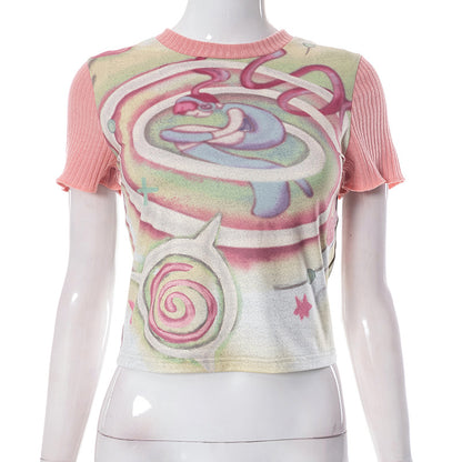 Colorful Y2K Short Sleeve T-shirt