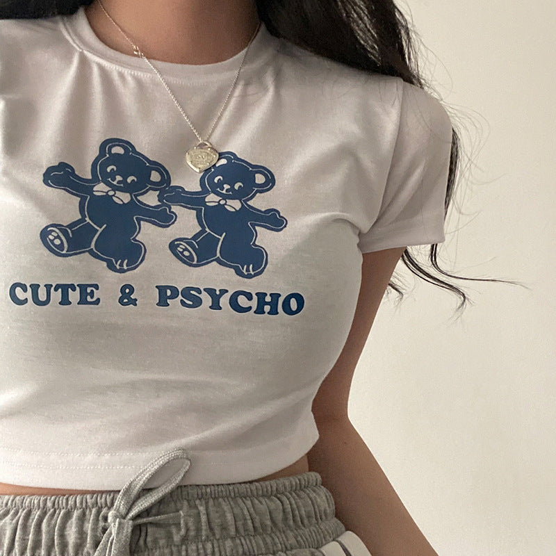 Bear Print Crop Top