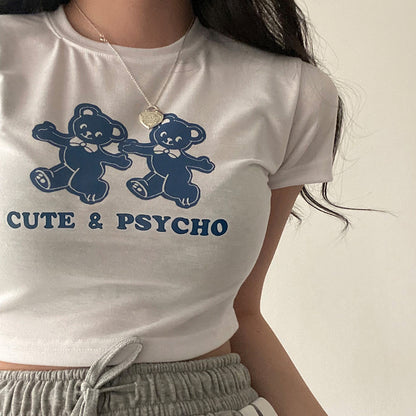 Bear Print Crop Top