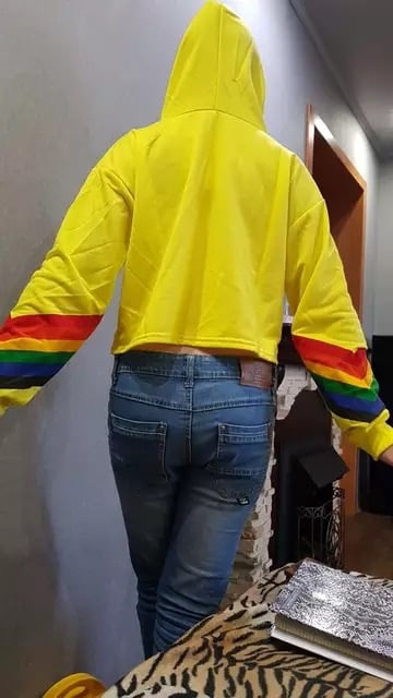 Love Letter Rainbow LGBT Cropped Hoodie Sweatshirt Pullover Long Sleeve Tee Shirt T-shirt Top E-Girl Kawaii Korean Japanese Harajuku Streetwear