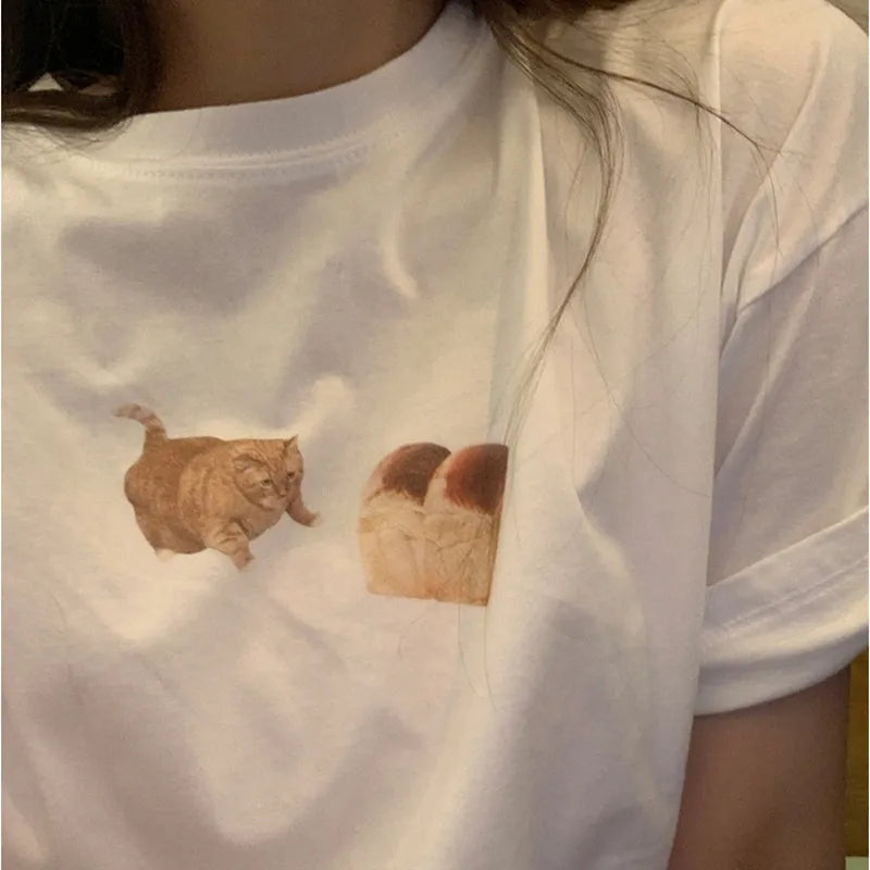 Cat Loaf Print Short Sleeve T-shirt