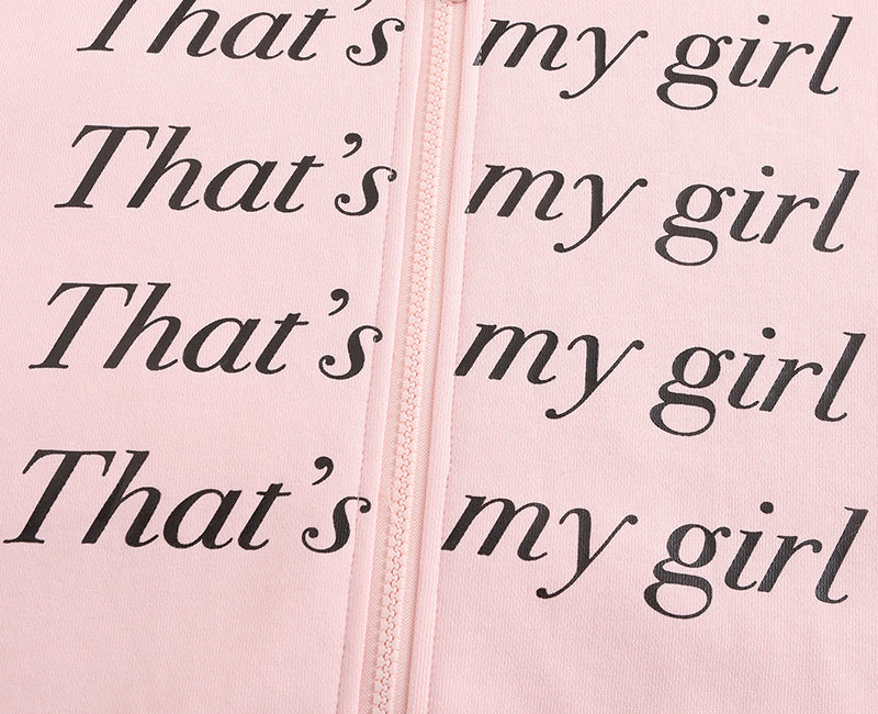 Pink Fluffy Cat Ears Letter Print Sweatshirt