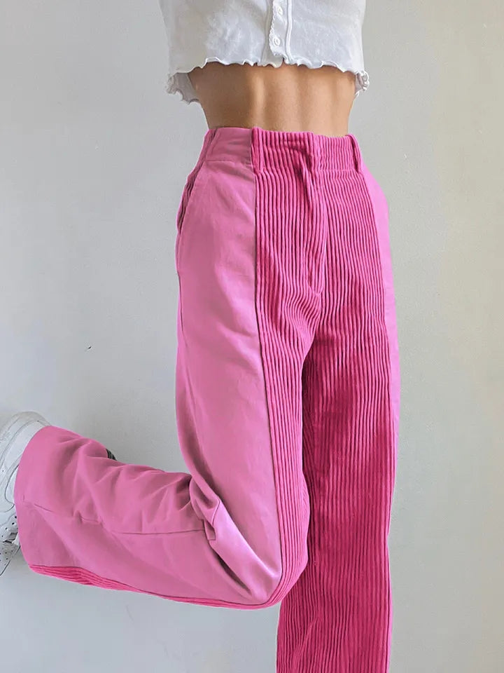 Green Corduroy High Waist Pants