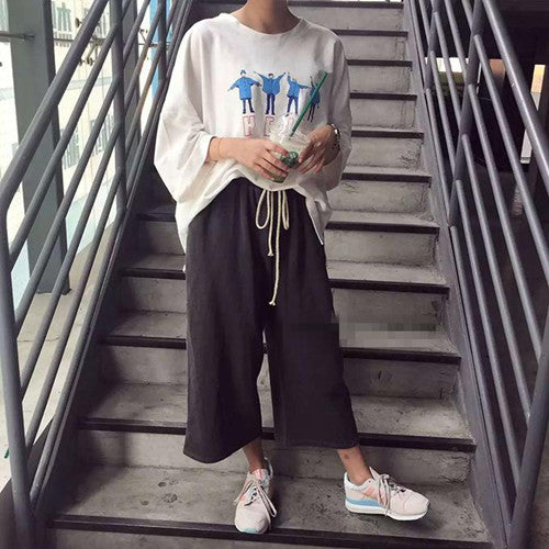 Cute People Kpop Letter Print Graphic Casual Oversized Short Sleeve Tee Shirt T-shirt Top E-Girl Kawaii Korean Japanese Harajuku Streetwear