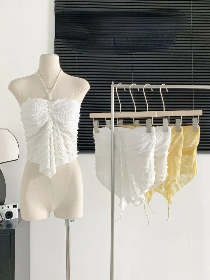 White Y2K Sleeveless Beach Crop Top