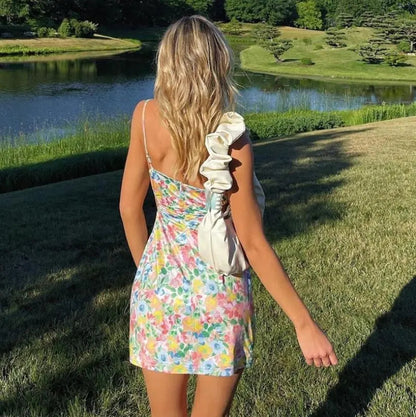 Floral Hollow Out Slit Mini Dress
