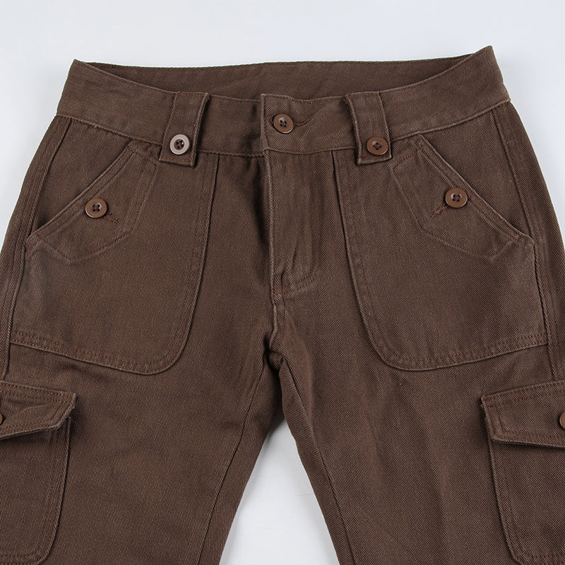 Brown Flare Boot Cut High Waist Trousers