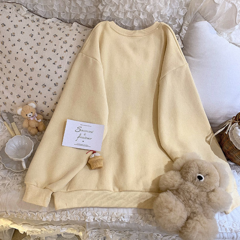 Snack Print Loose Fleece Pullover