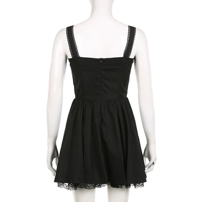 White Lace Panel A-Line Corset Dress