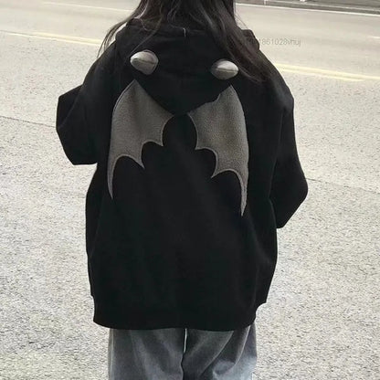 Demon Horn Oversized Zipper Hoodie