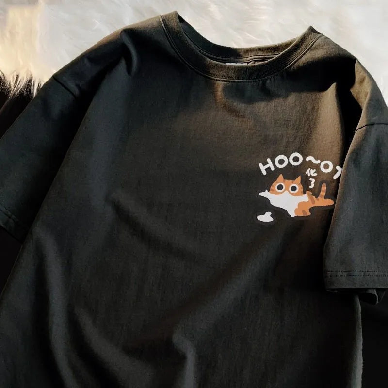 Cat Print Short Sleeve T-shirt