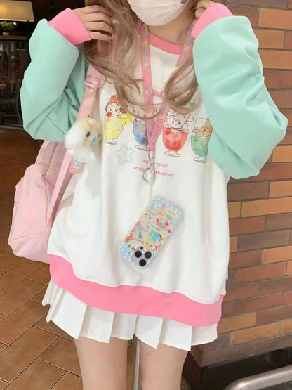 Animal Dessert Patchwork Sweatshirt