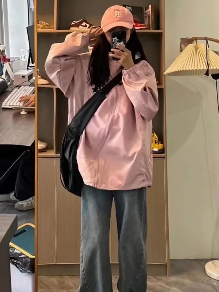 Pink Oversized Windbreaker