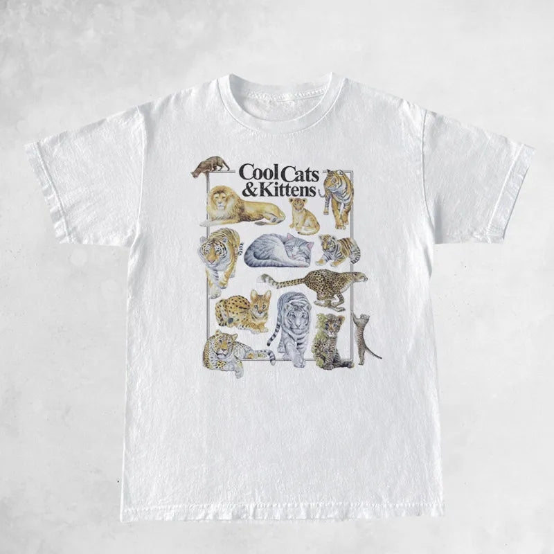 Cool Cat Print Short Sleeve T-shirt