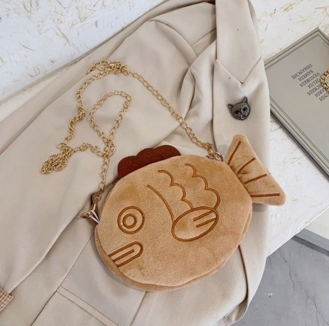 Cute 3D Sweet Taiyaki Red Bean Fish Cartoon Cross Body Bag Aesthetic Casual E-Girl Kawaii Korean Japanese Harajuku