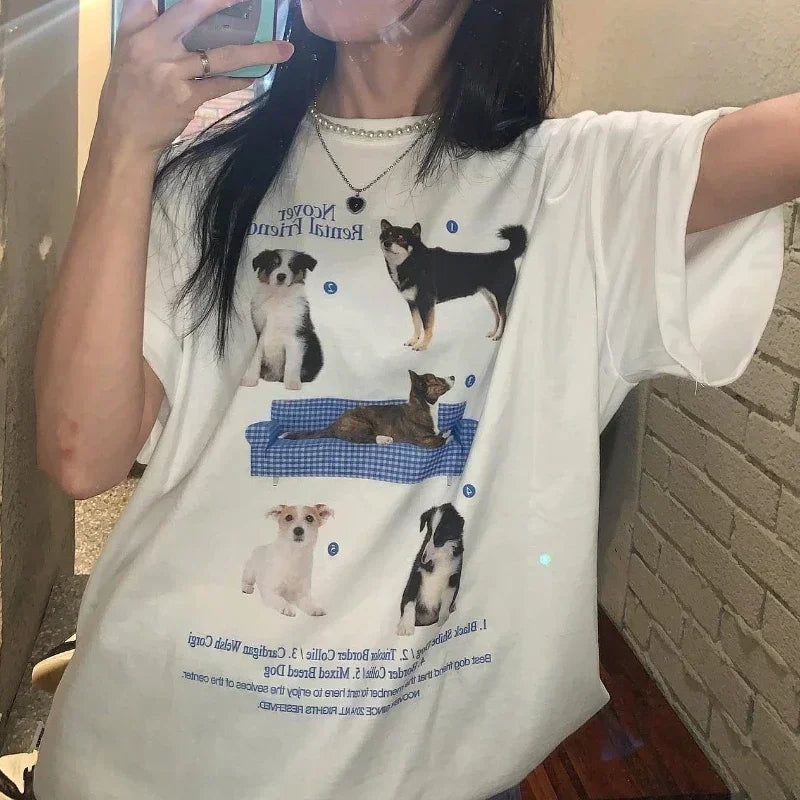 Dog Print Short Sleeve T-shirt