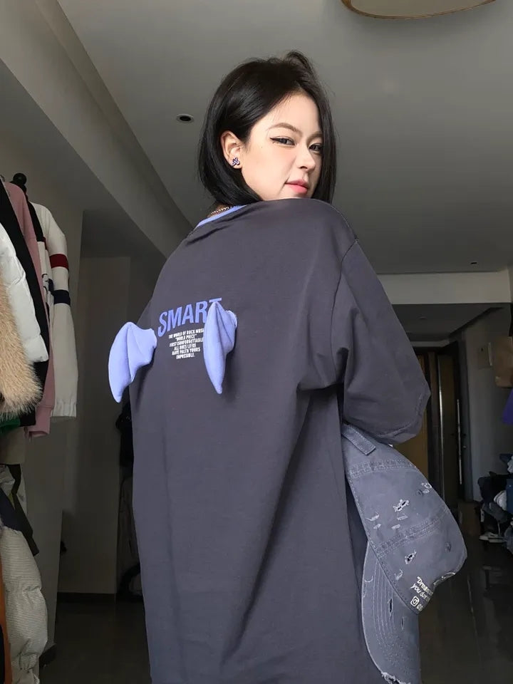 Demon Horn Oversized Graphic T-shirt