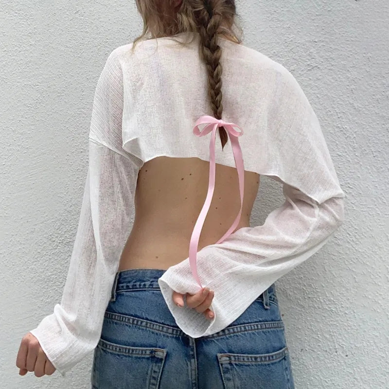 White Loose Smock Long Sleeve Shirt