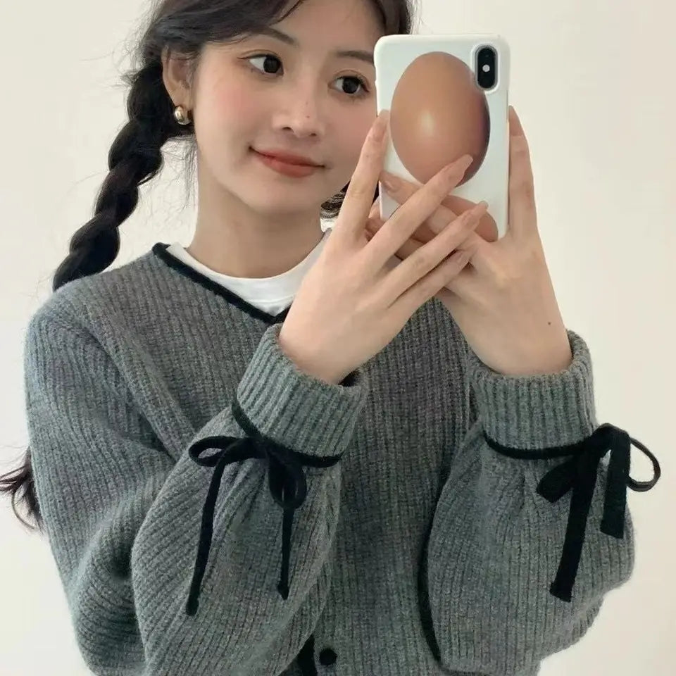 Grey Bow Sweater