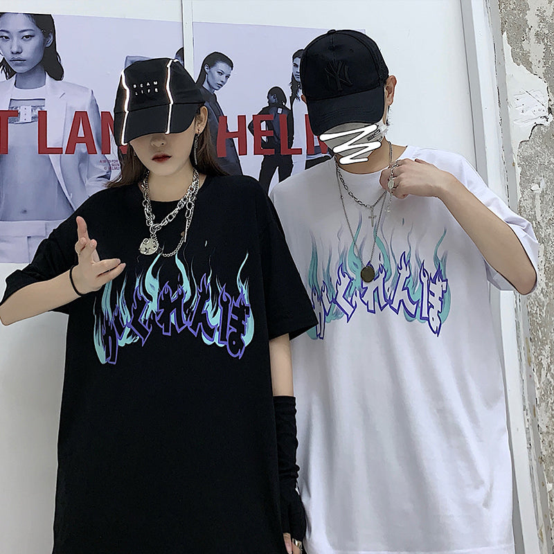Cute Graphic Letter Graffiti Art Top Short Sleeve Shirt Tee T-shirt E-Girl Kawaii Korean Japanese Harajuku Chinese Retro Streetwear Aesthetic