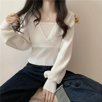 White Knit Crop Sweater