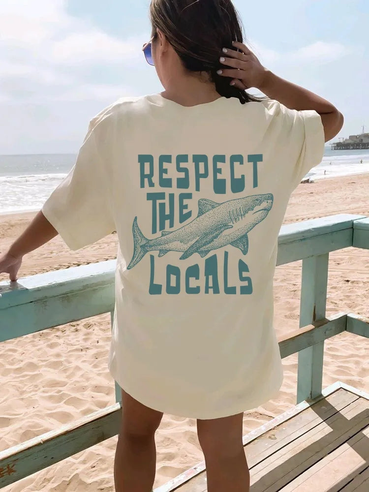 Respect Shark Print Short Sleeve T-shirt