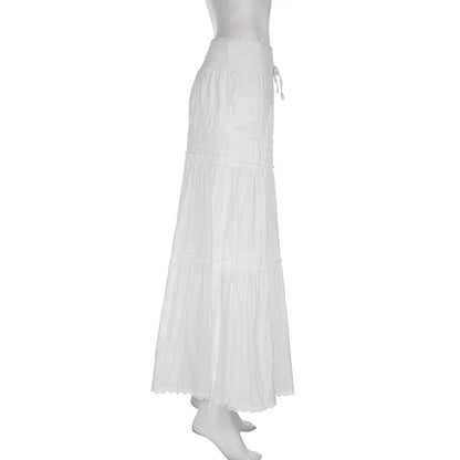 White Low Waist Maxi Skirt