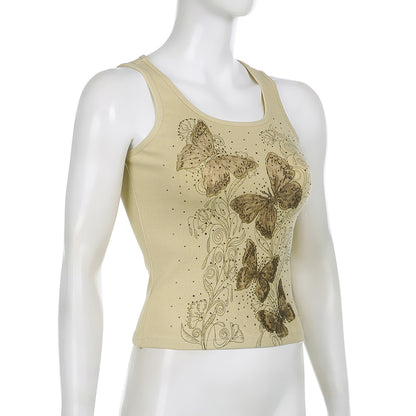 Butterfly Rhinestone Print Tank Top