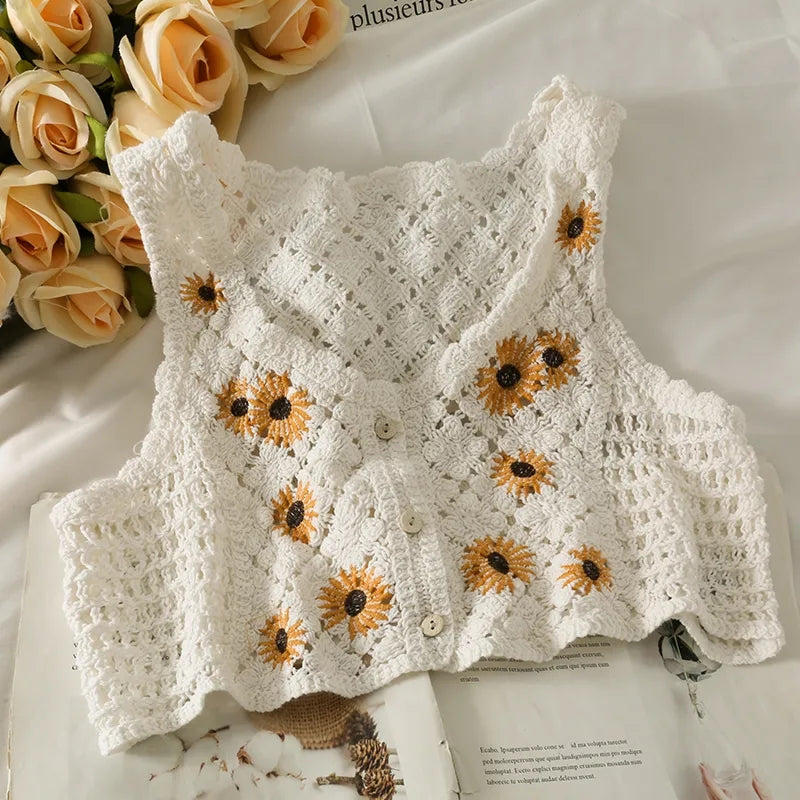 Sunflower Knit Crop Top