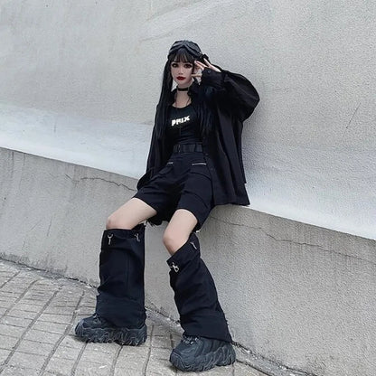 Black Cut Out Oversized Pocket Cargo Pants